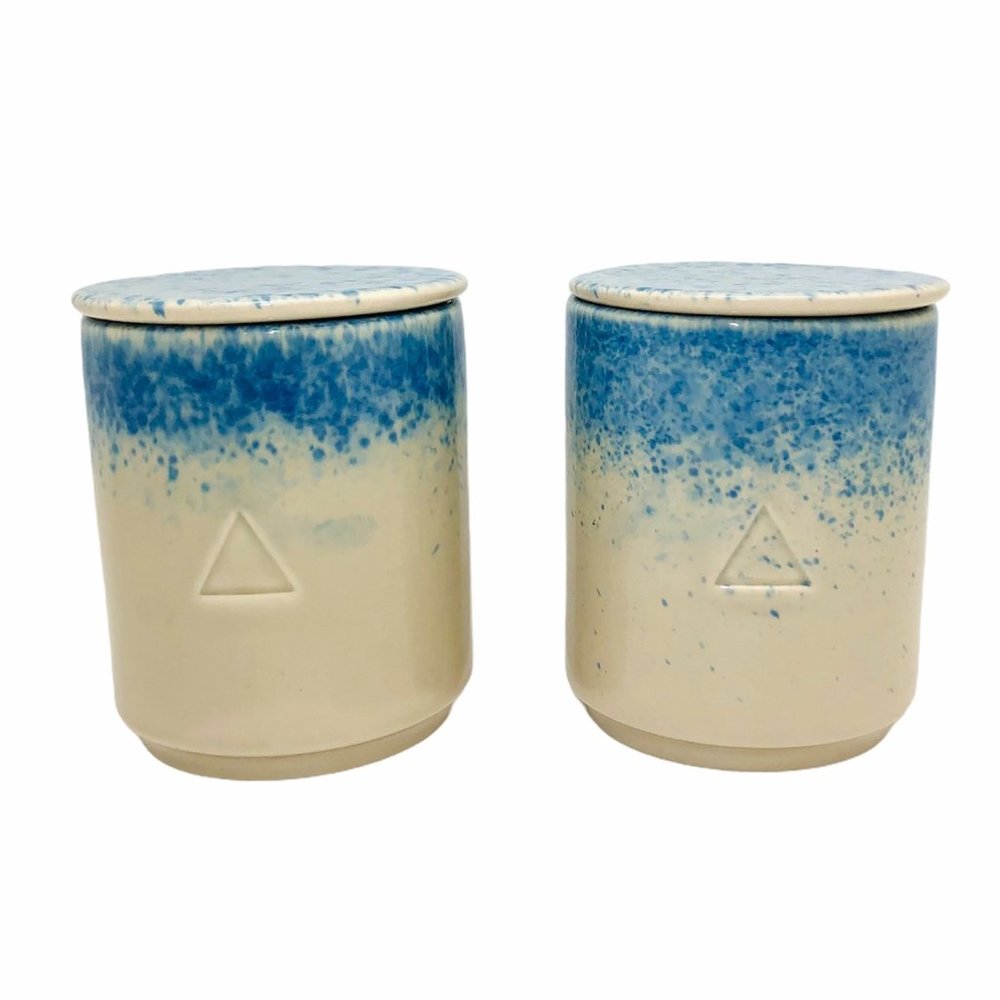 Speckled Glazed Ceramic Mugs with Lid Set of 2